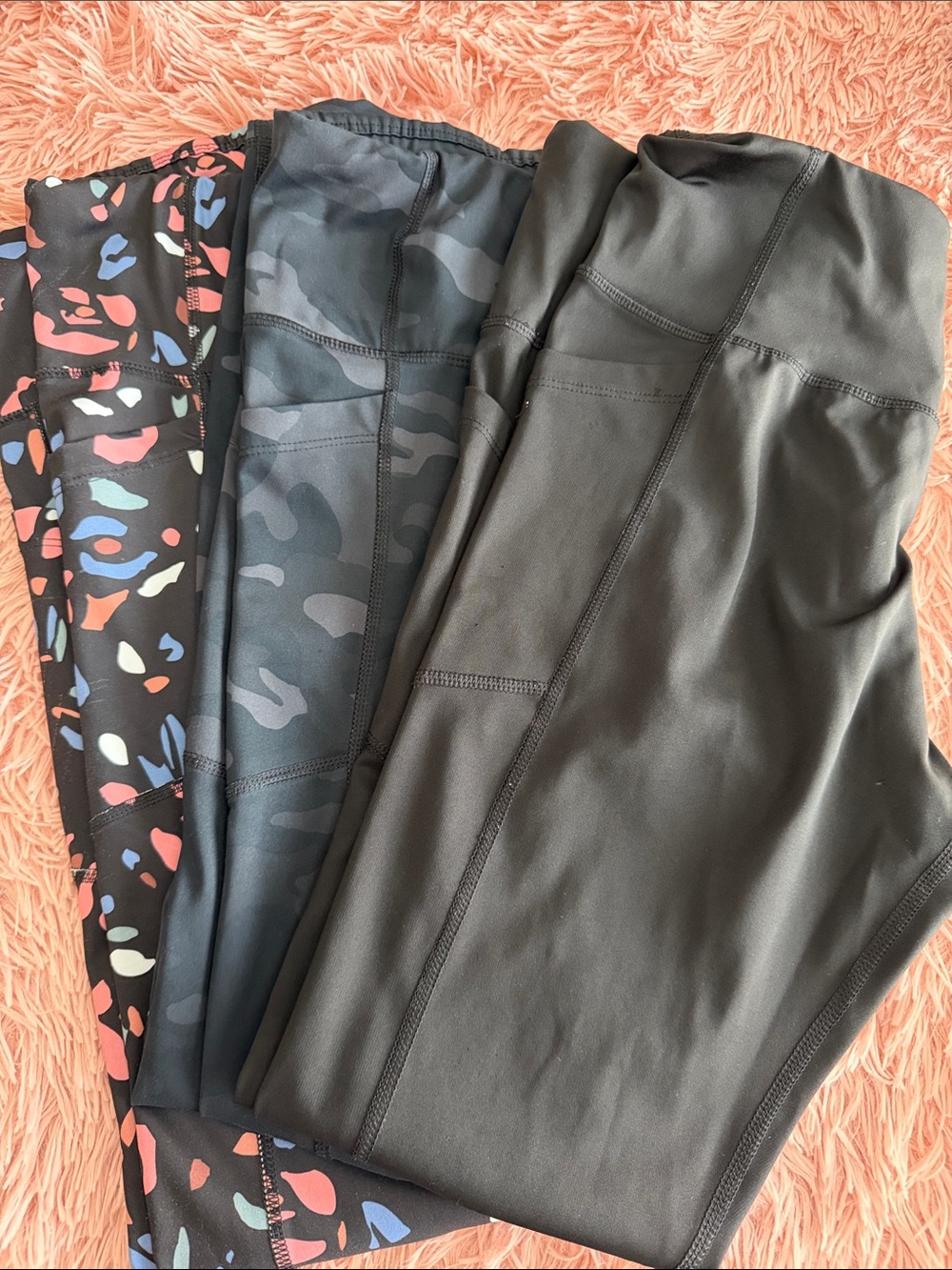 Avia 3 Pair Black and Multicolor Printed Active Leggings Set